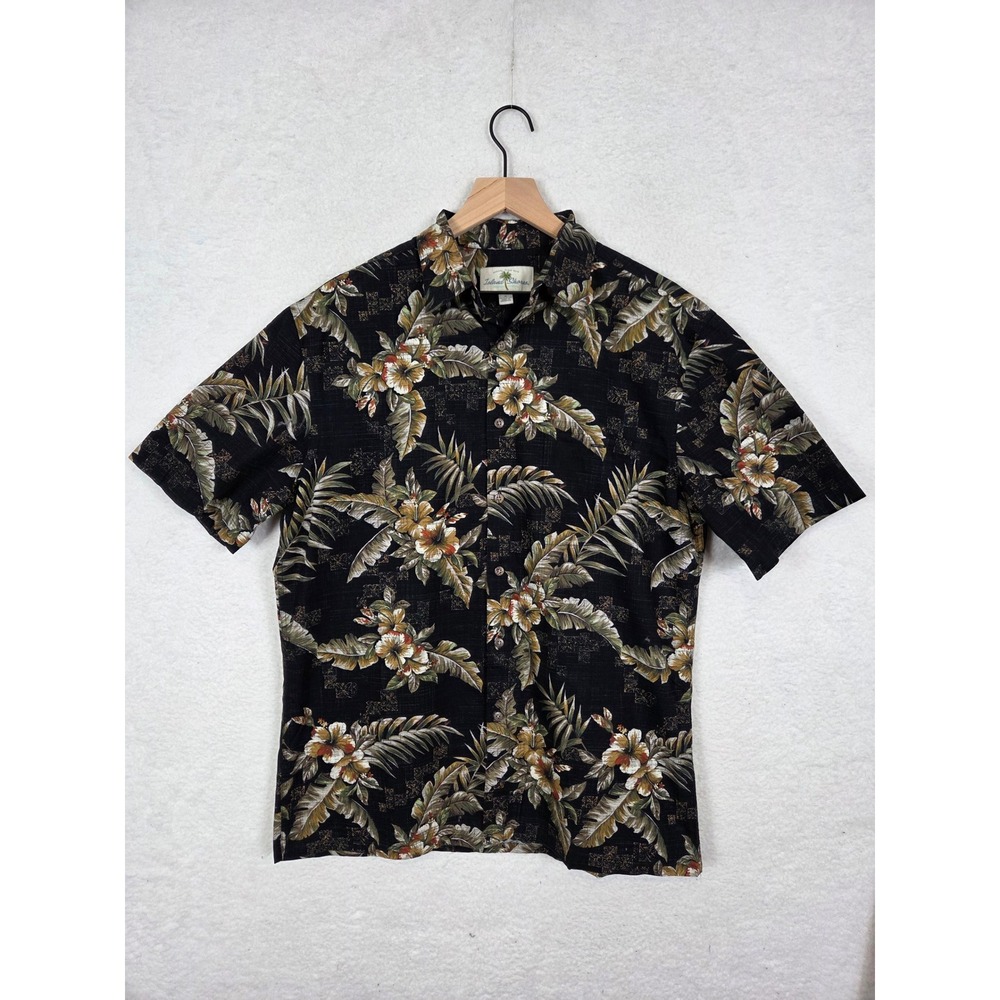 Island Shores Aloha Hawaiian Mens M Cotton SS Casual Button Up Camp Shirt Tiki
